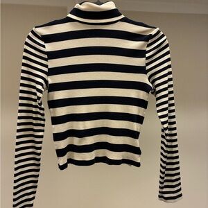 Madewell Striped Cropped Long Sleeve Turtleneck